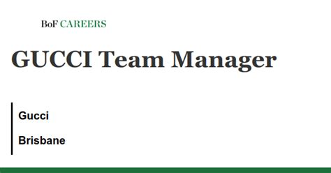 Gucci Team Manager Jobs 